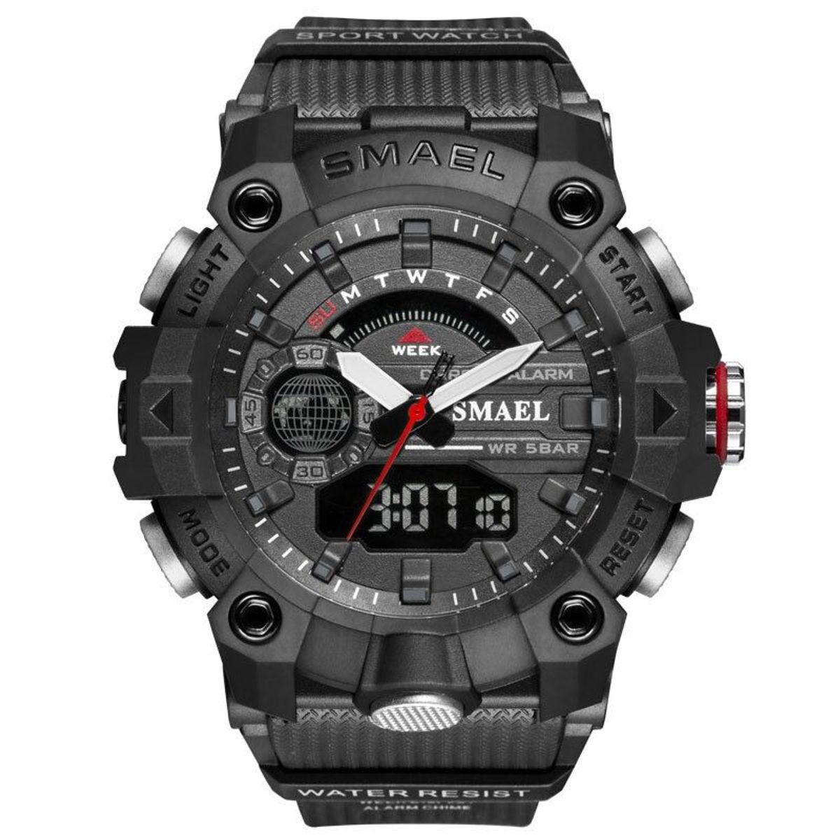 SMAEL - Reloj Deportivo SMAEL 8040 Negro Resina Doble Horario