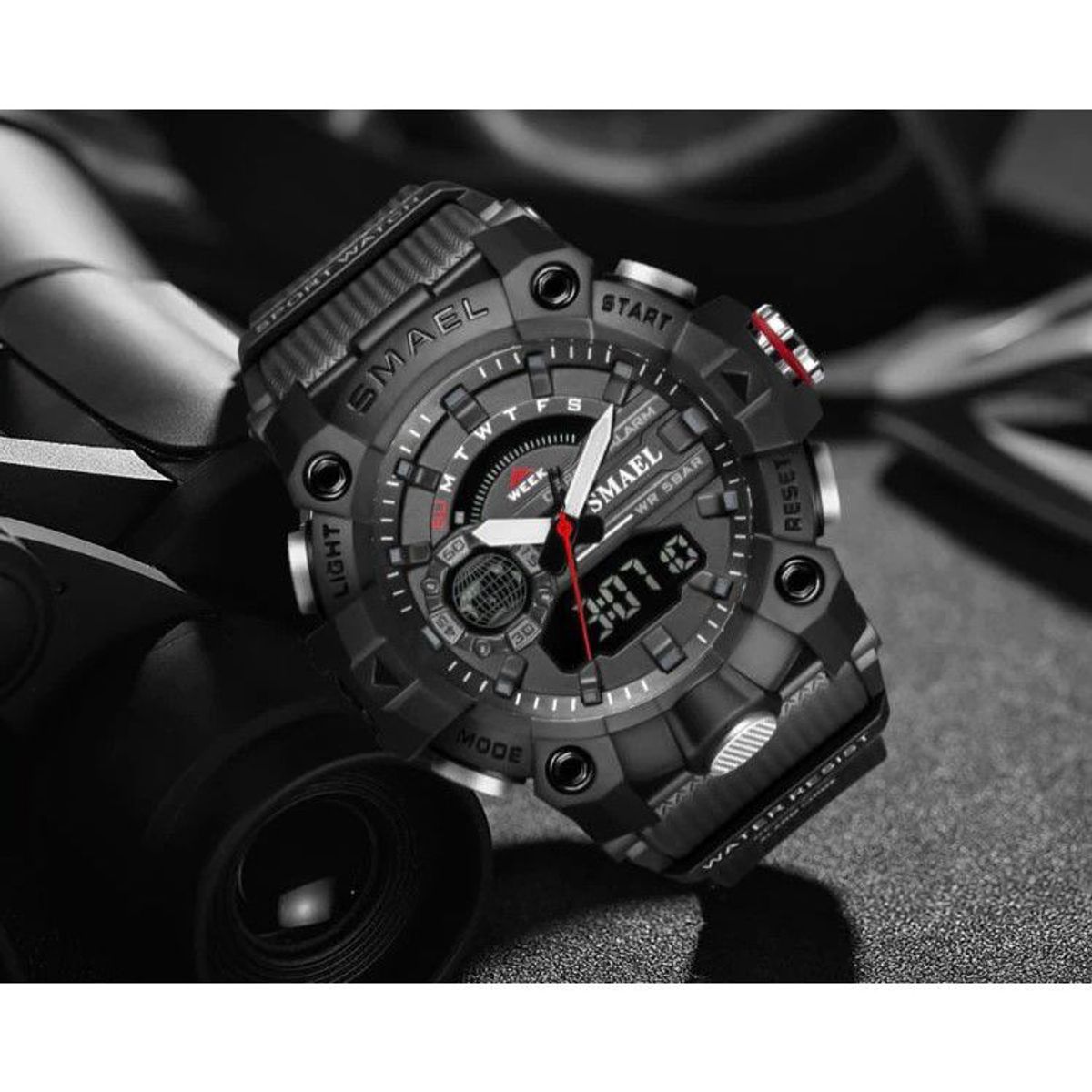 SMAEL - Reloj Deportivo SMAEL 8040 Negro Resina Doble Horario