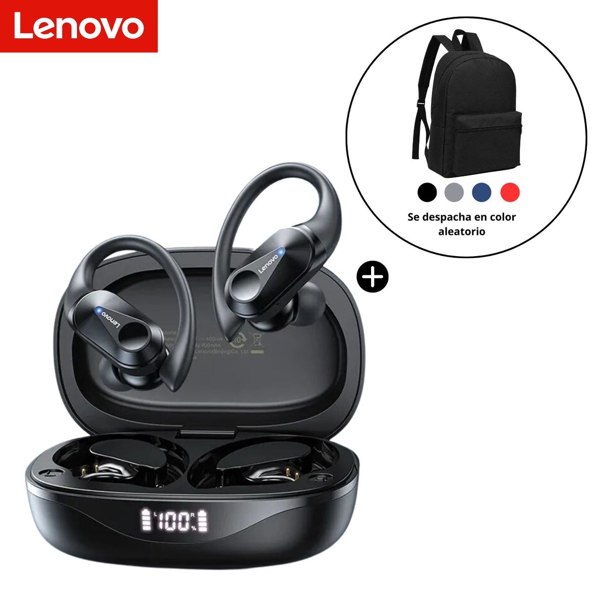 LENOVO - Audifonos bluetooth lenovo lp75 tws 2022 + mochila basic regalo