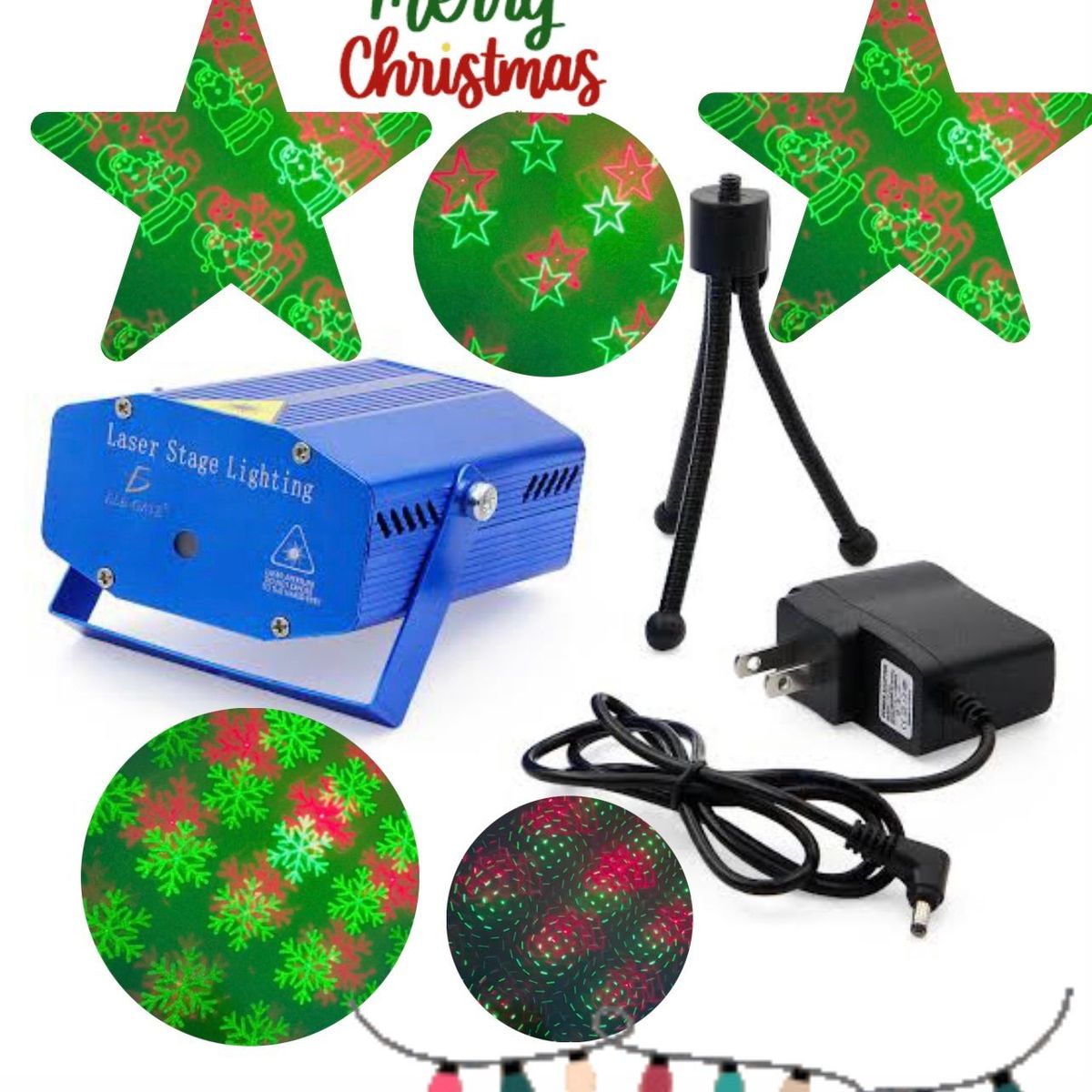 GENERICO - Mini Reflector de Luces Láser Diseños Navideño