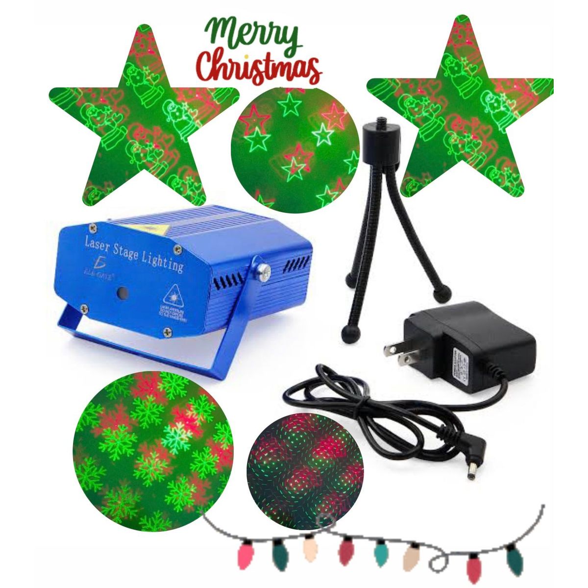 GENERICO - Mini Reflector de Luces Láser Diseños Navideño