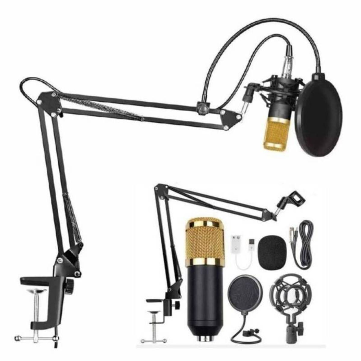 ITELSISTEM - Kit Microfono Condensador Profesional Brazo Soporte Antipop Estudio Do