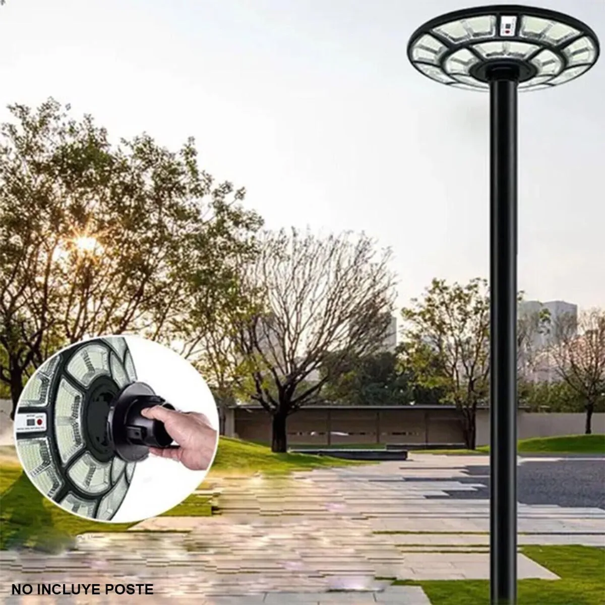 MN ELECTRONICS - Lámpara Farola Solar Circular IP67 360° 300W Tipo OVNI