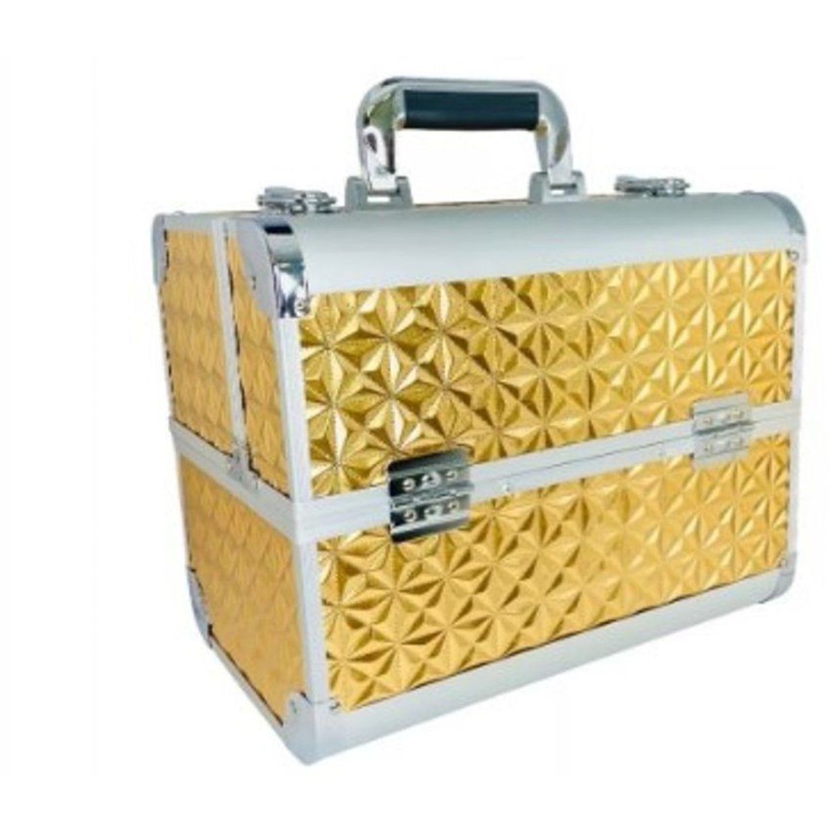 GENERICO - Maletín organizador maquillaje grande  con llave amarillo