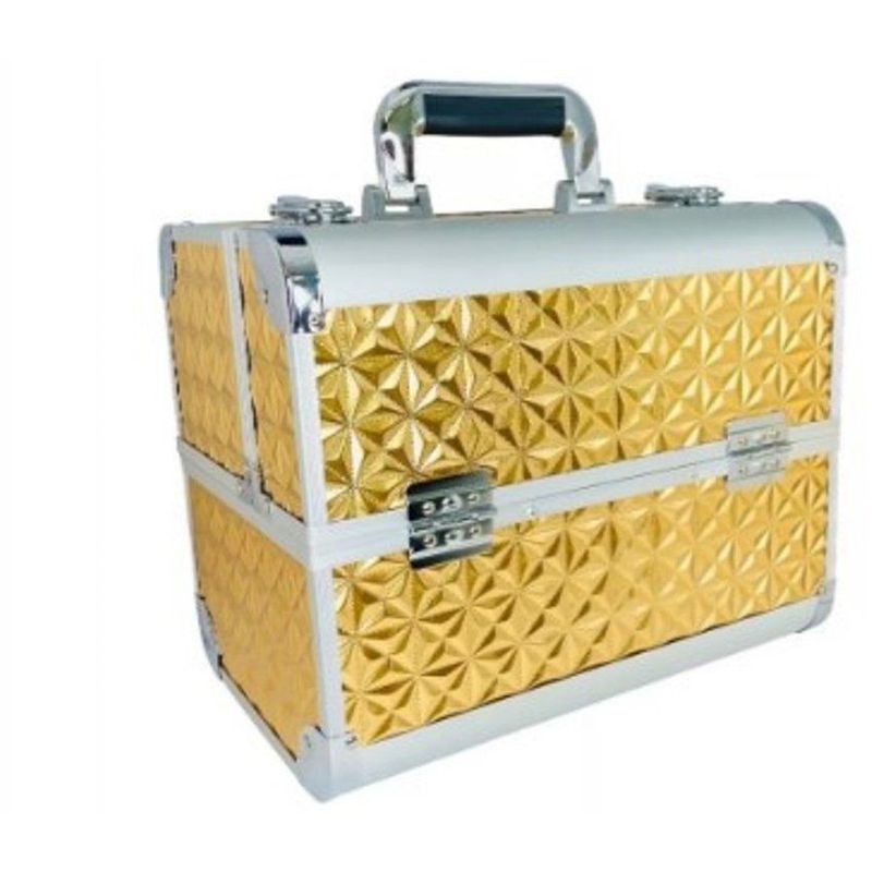 GENERICO - Maletín organizador maquillaje grande  con llave amarillo