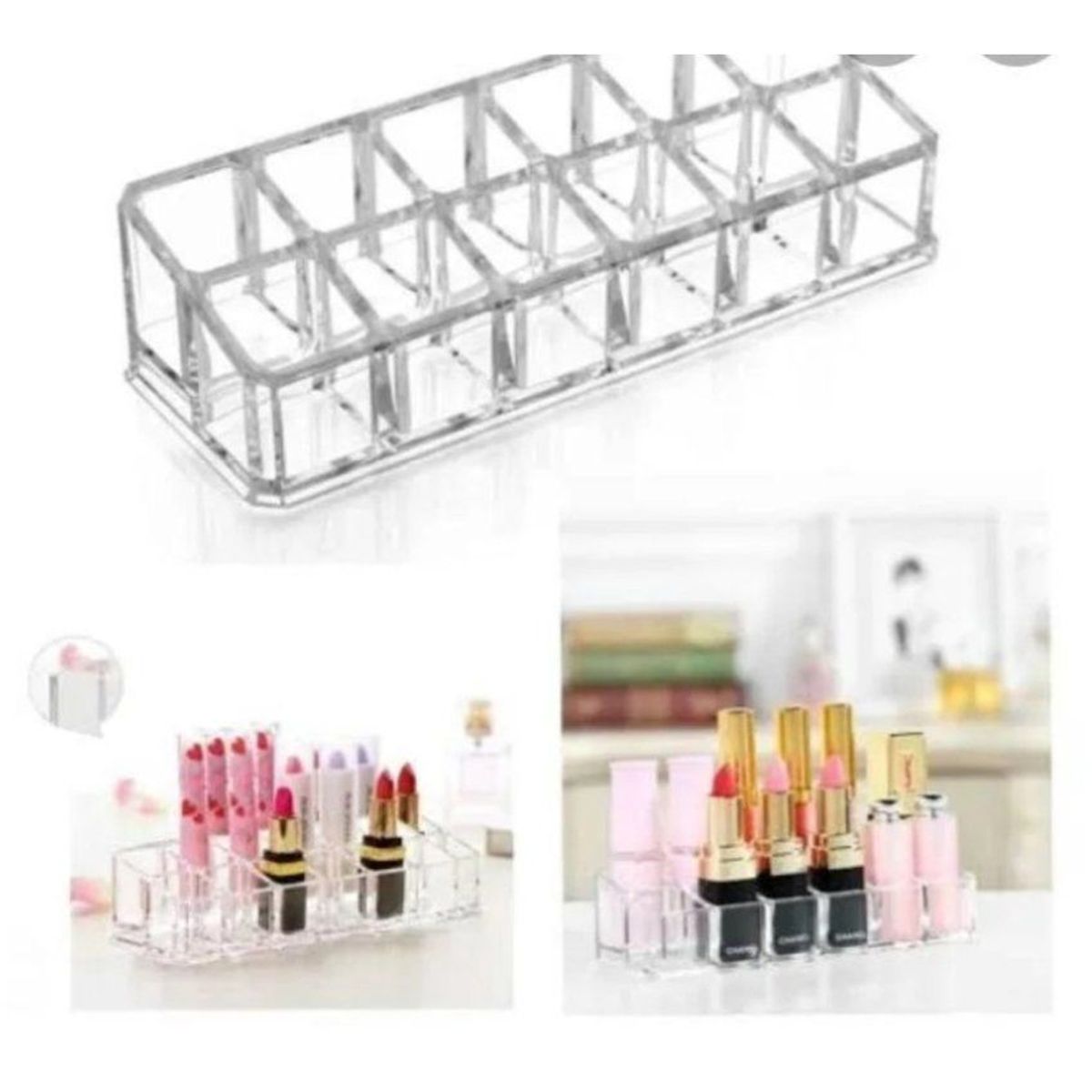 GENERICO - Organizadores en acrilico de 12 compartimientos para labial