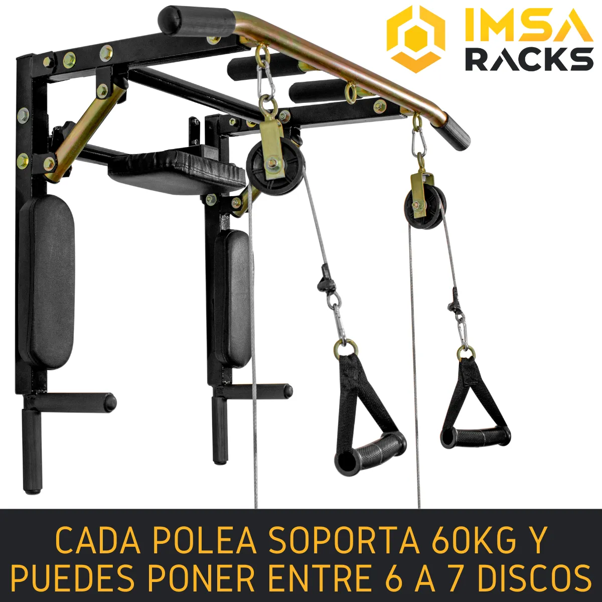 IMSARACKS - Barra Multifuncional Dominadas con Poleas 30 Ejercicios en 1