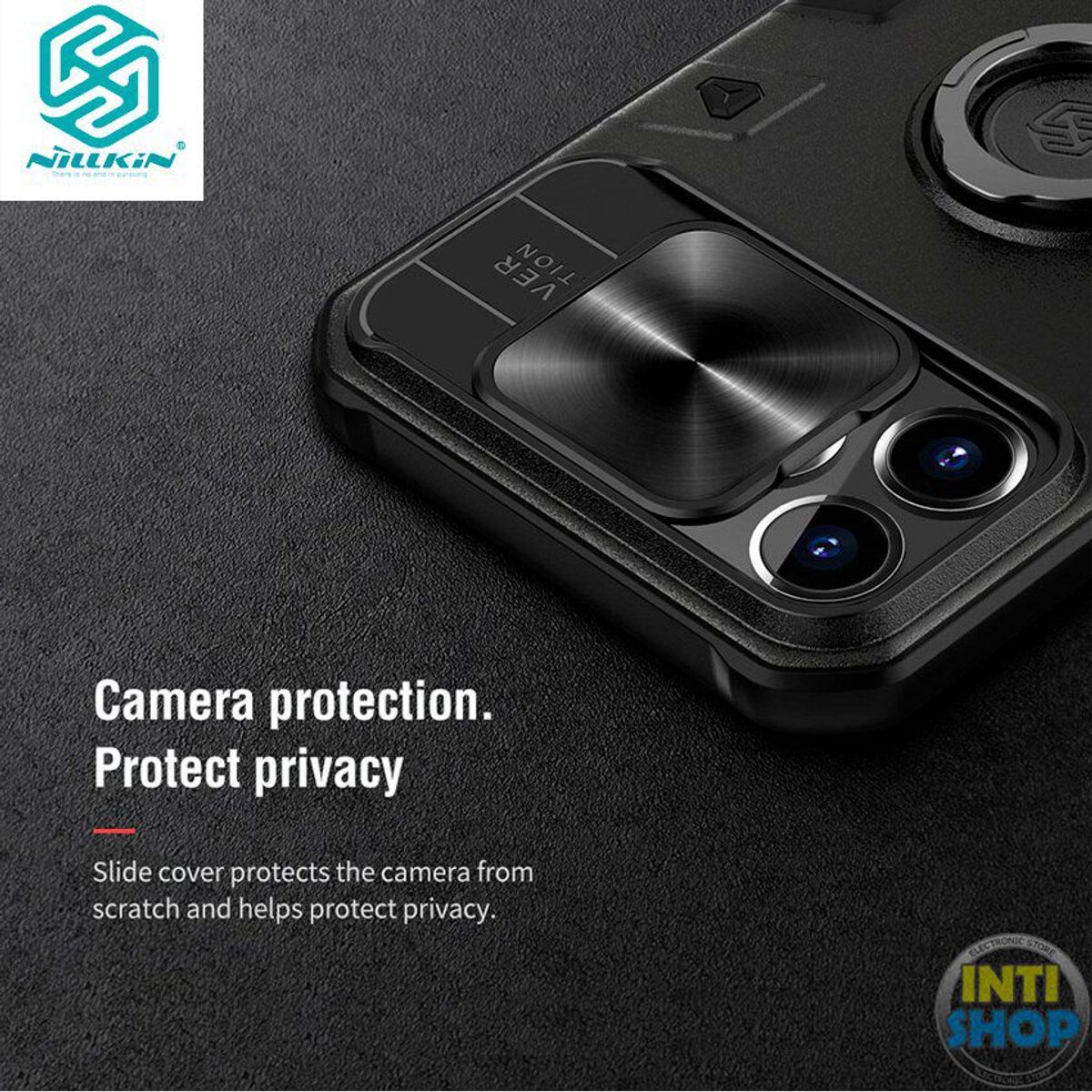 NILLKIN - Case Armor Funda Nillkin + mica de vidrio iphone 13 pro max - negro