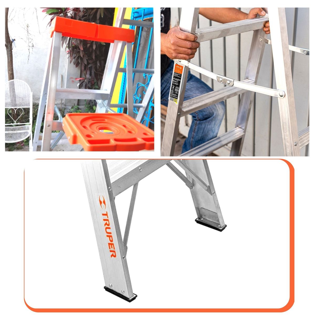 TRUPER - Escalera tijera 6 peldaños Truper soporta 175 kg.