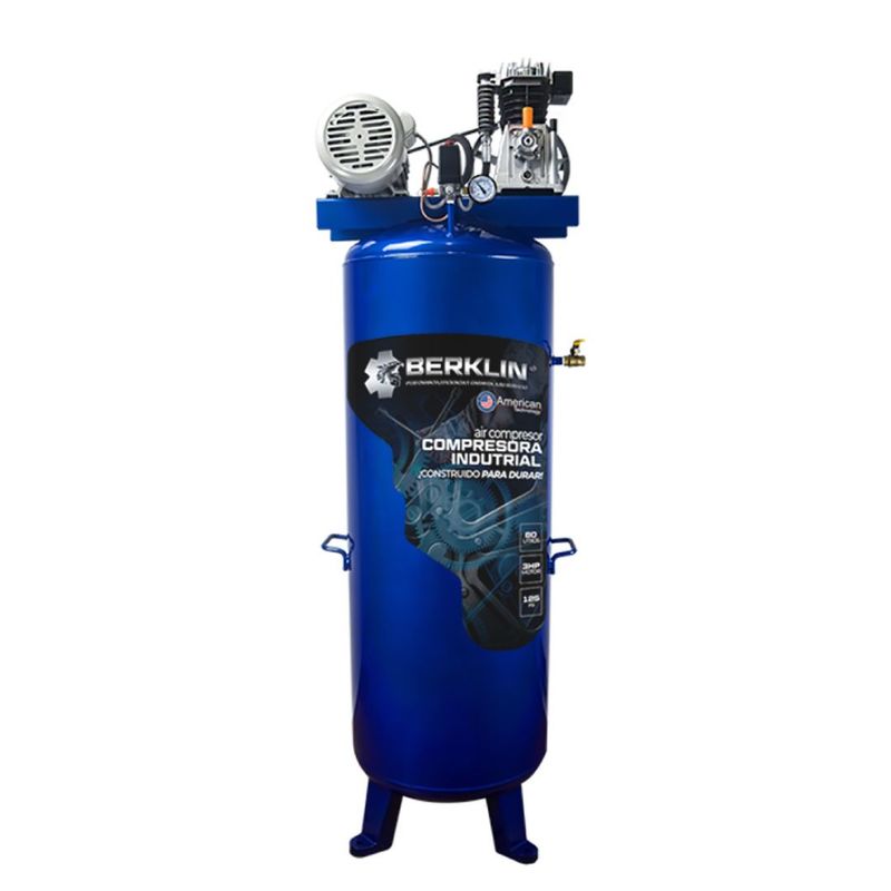 BERKLIN - COMPRESORA INDUSTRIAL VERTICAL DE 3HP DE 80G