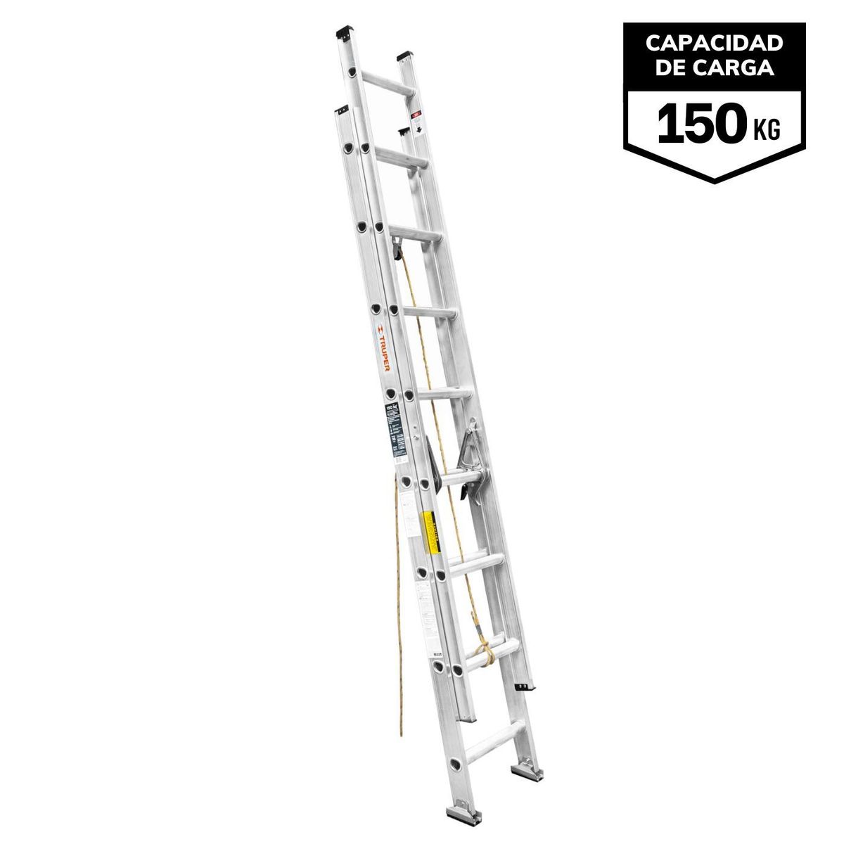 TRUPER - Escalera Telescopica 16 Peldaños capacidad de Carga 150 Kg Truper