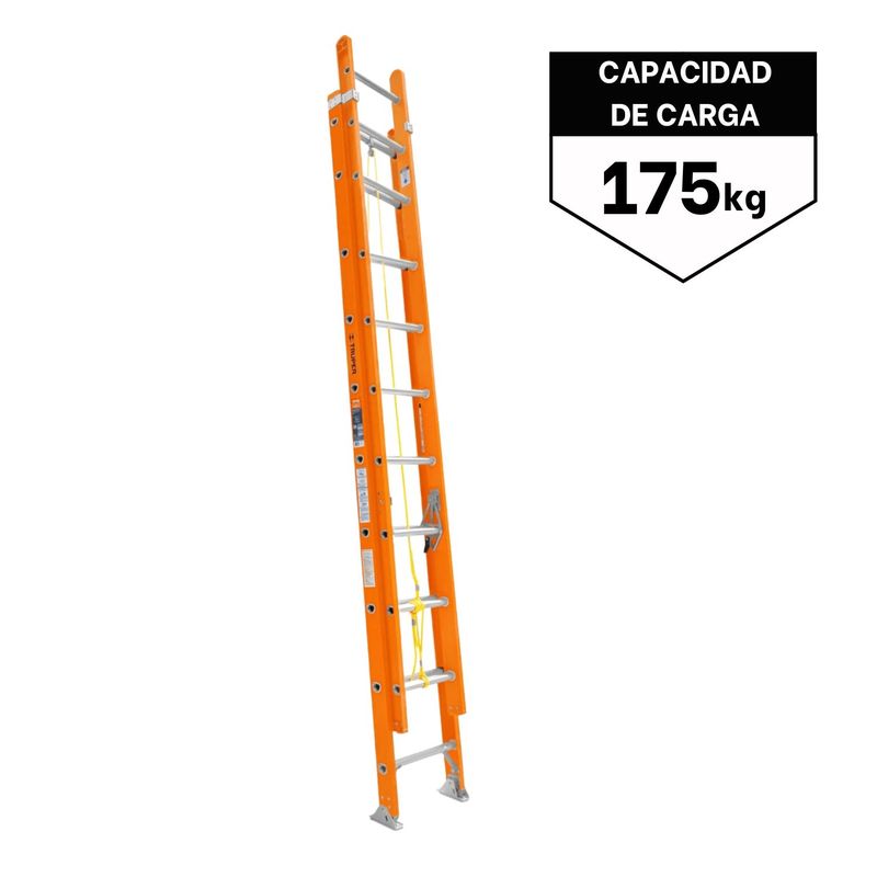TRUPER - Escalera telescópica 20 peldaños fibra de vidrio soporta 175 Kg Truper