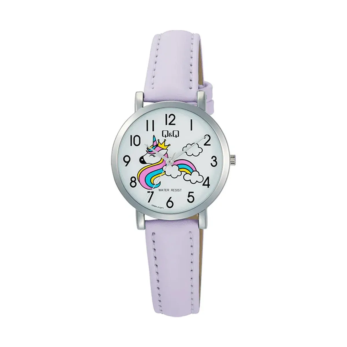Q&Q - Reloj QQ Mujer Cuero Lila Resistente Al  Agua Diseño Unicornio