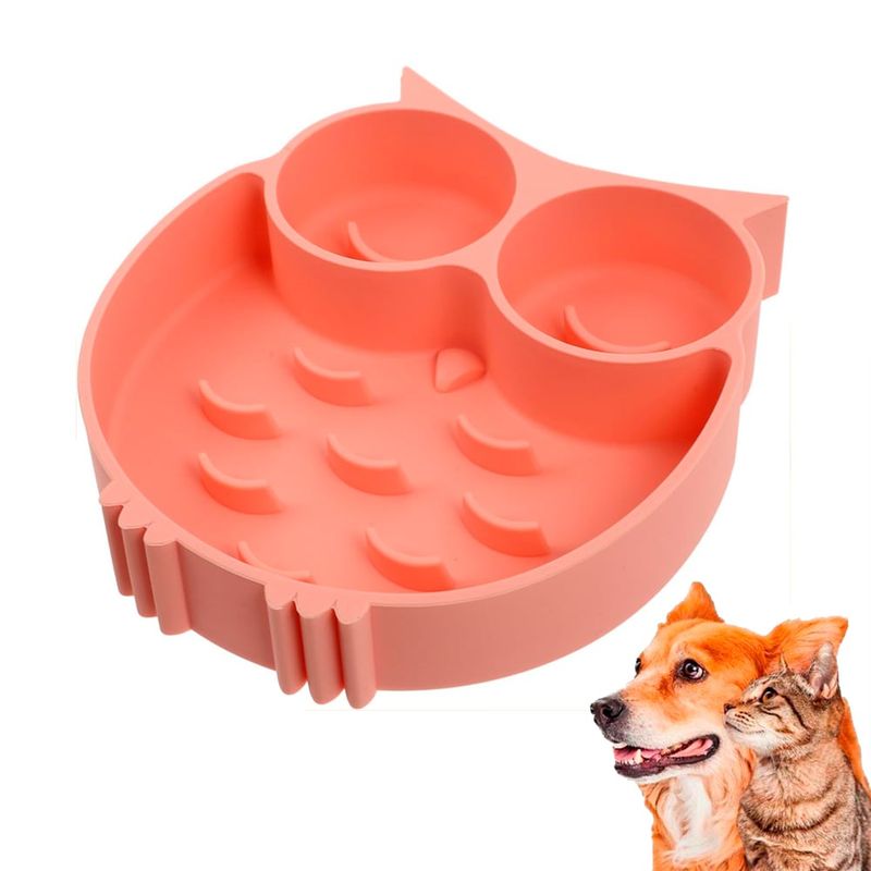 PETS AND FRIENDS - Plato antiansiedad Búho para perros gatos - Rosa