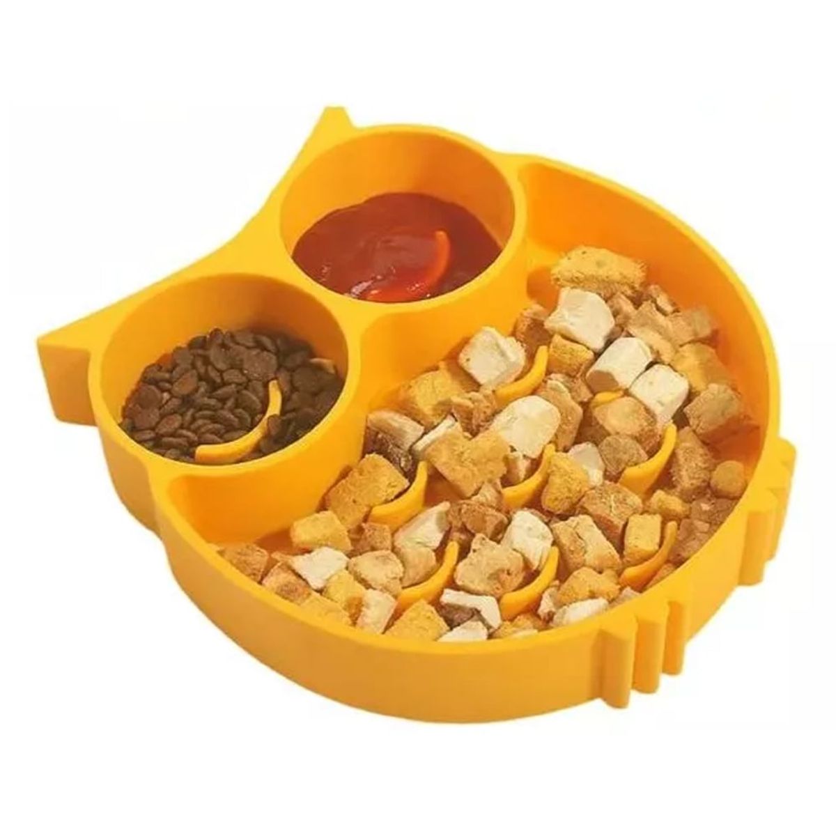 PETS AND FRIENDS - Plato antiansiedad Búho para perros gatos - Amarillo