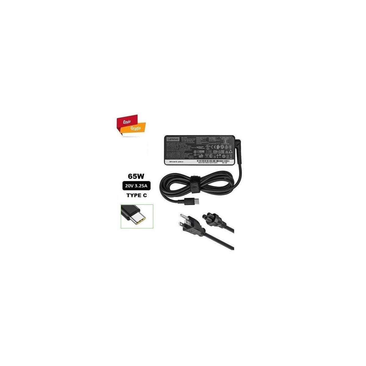 GENERICO - Cargador lenovo tipo C 20v 325a 65w
