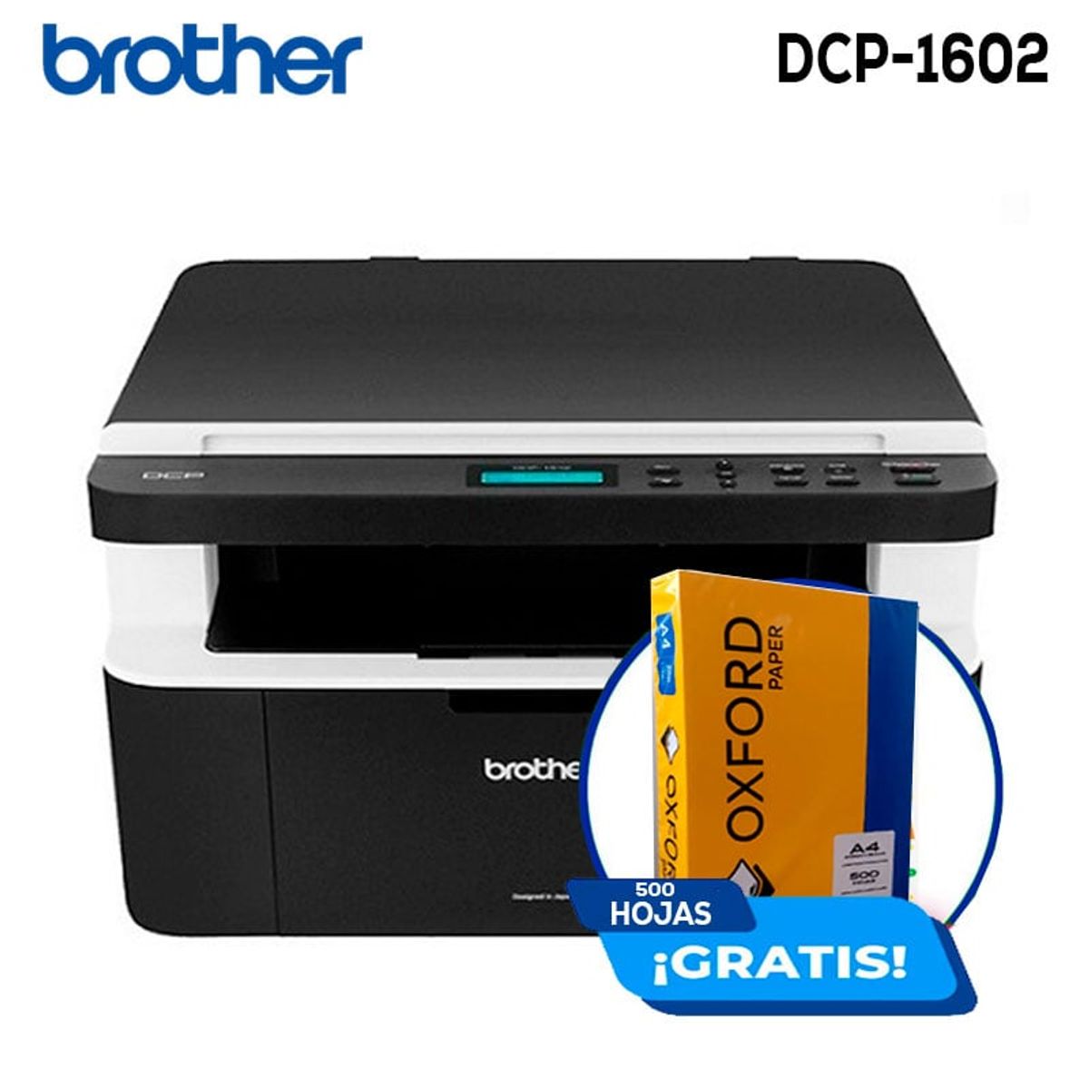 BROTHER - Impresora Láser Brother DCP-1602 Multifuncional Monocromática USB