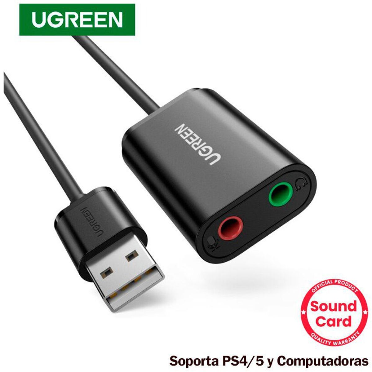 UGREEN - Adaptador de audio externo ugreen usb soporta micrófono