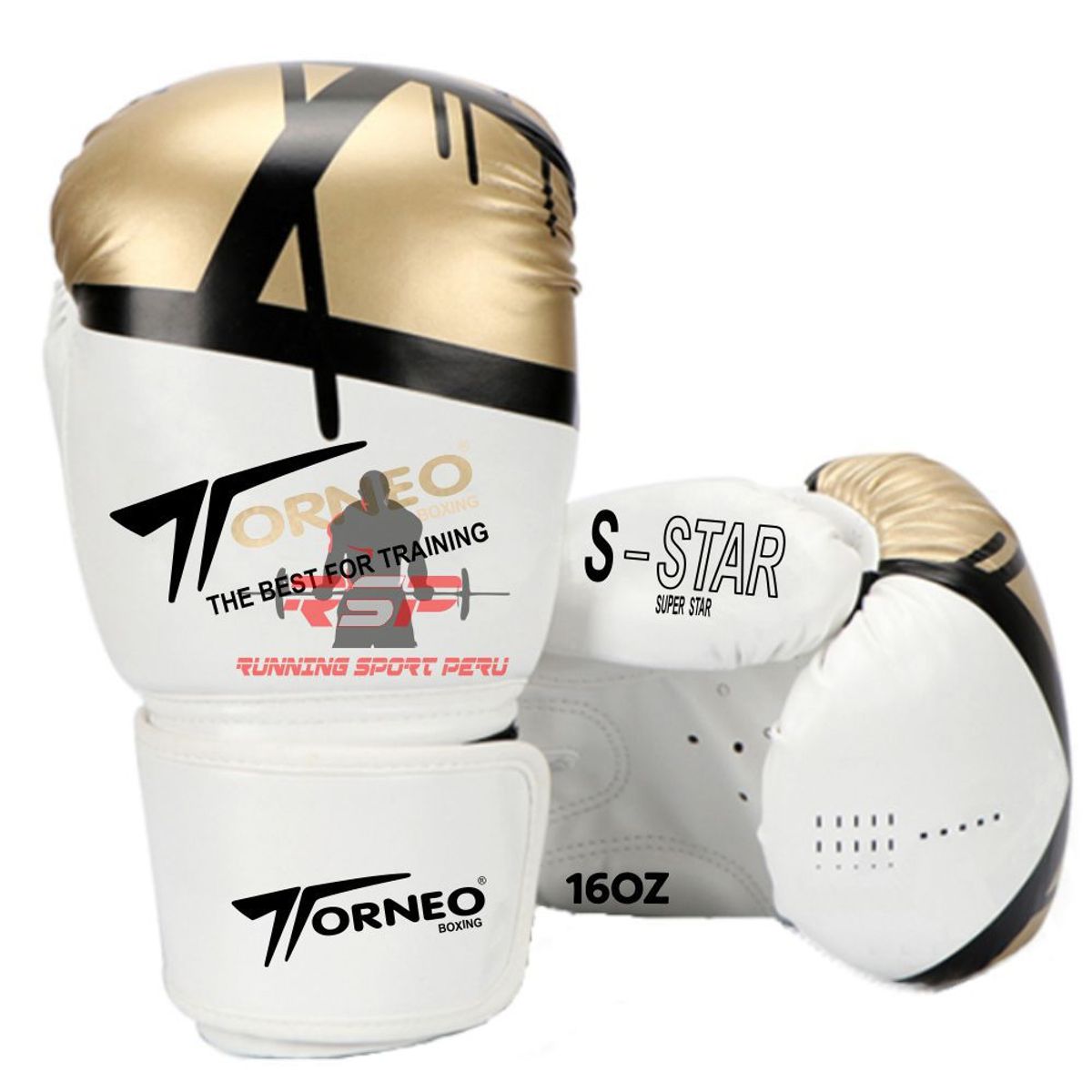 TORNEO - Guantes De Box O Boxeo BlancoDorado 16oz