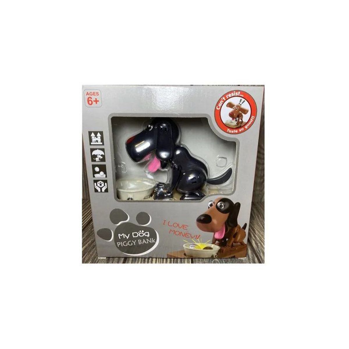 GENERICO - Alcancia de perrito come monedas grande negro