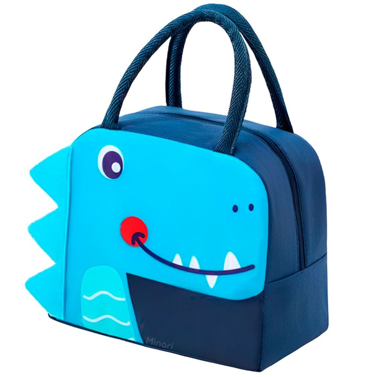 MINARI - Lonchera Térmica Fiambrera Portátil para Niños Dinosaurio Azul 52L