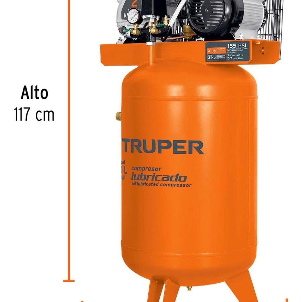 TRUPER - Compresora vertical 120 Litros 3hp Truper