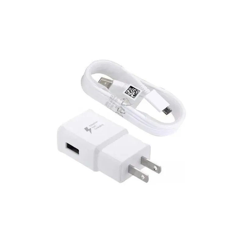 GENERICO - Cargador + cable micro-usb para Samsung 2 amp carga rápida - blanco