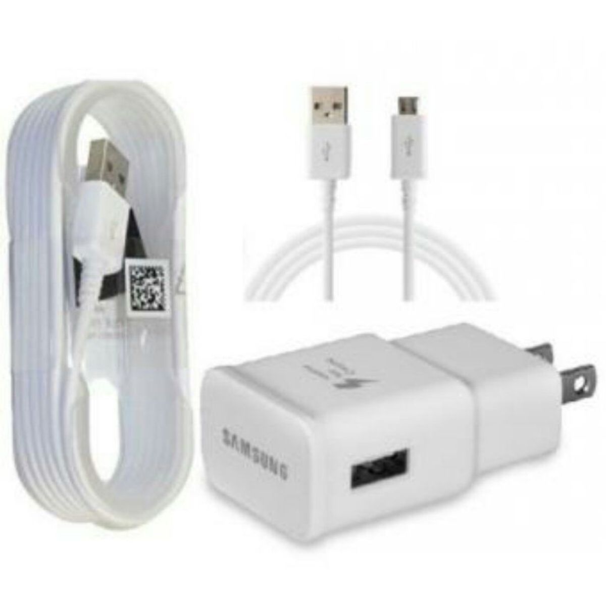 GENERICO - Cargador + cable micro-usb para Samsung 2 amp carga rápida - blanco