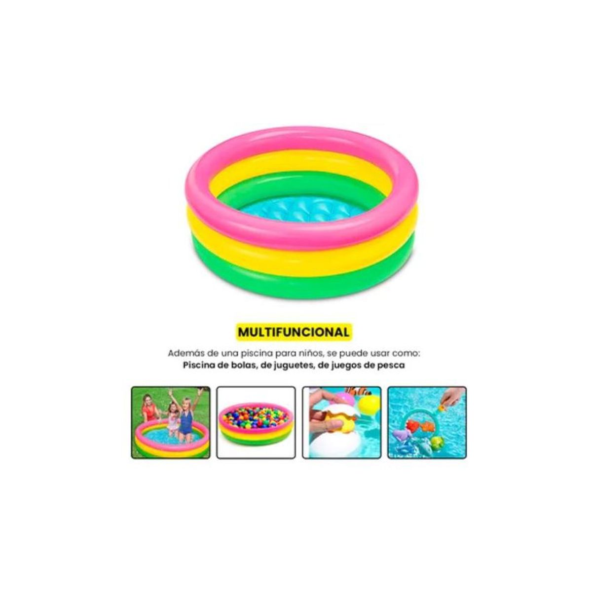 GENERICO - Piscina inflable niños multicolor 61 cm - didáctico