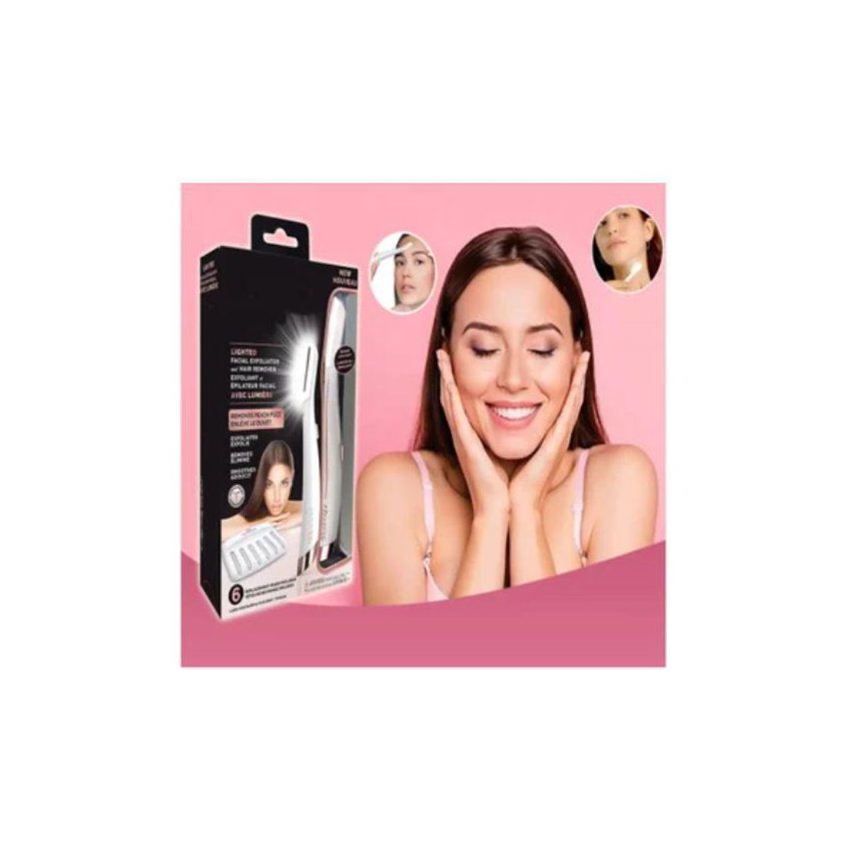 GENERICO - Kit depilador facial exfoliante perfilador con luz