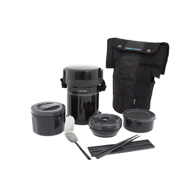 ZOJIRUSHI - Termo lonchera 3 divisiones 1.30lt con maleta negro sl-gre18bt zojirushi