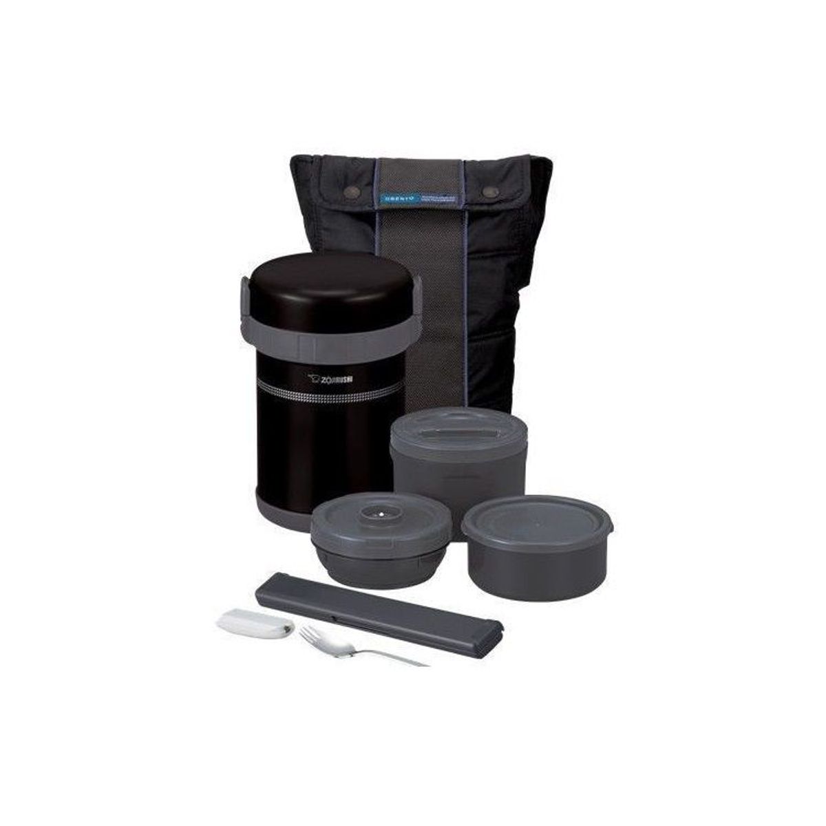 ZOJIRUSHI - Termo lonchera 3 divisiones 1.30lt con maleta negro sl-gre18bt zojirushi