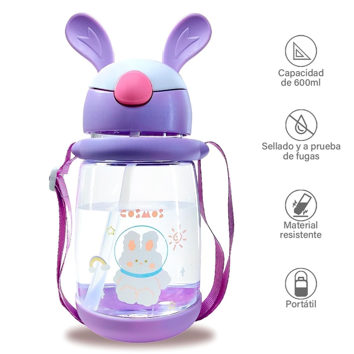 MINARI - Botella Tomatodo Anti Derrame para Niños Lila 958T.