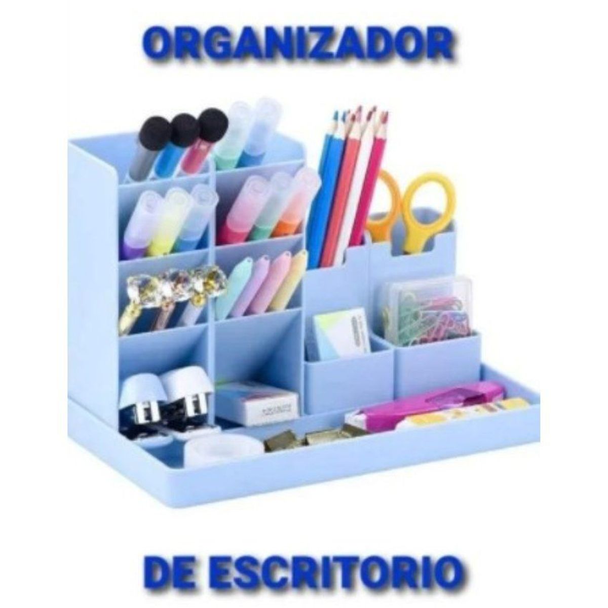 GENERICO - Organizador de escritorio multifuncional - celeste