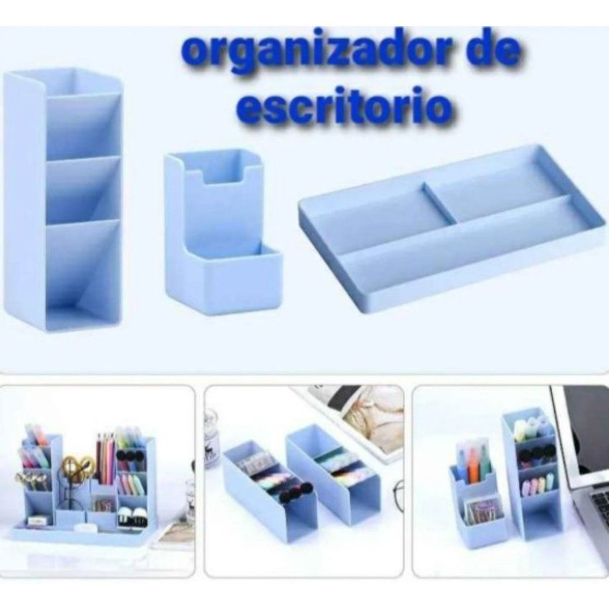 GENERICO - Organizador de escritorio multifuncional - celeste