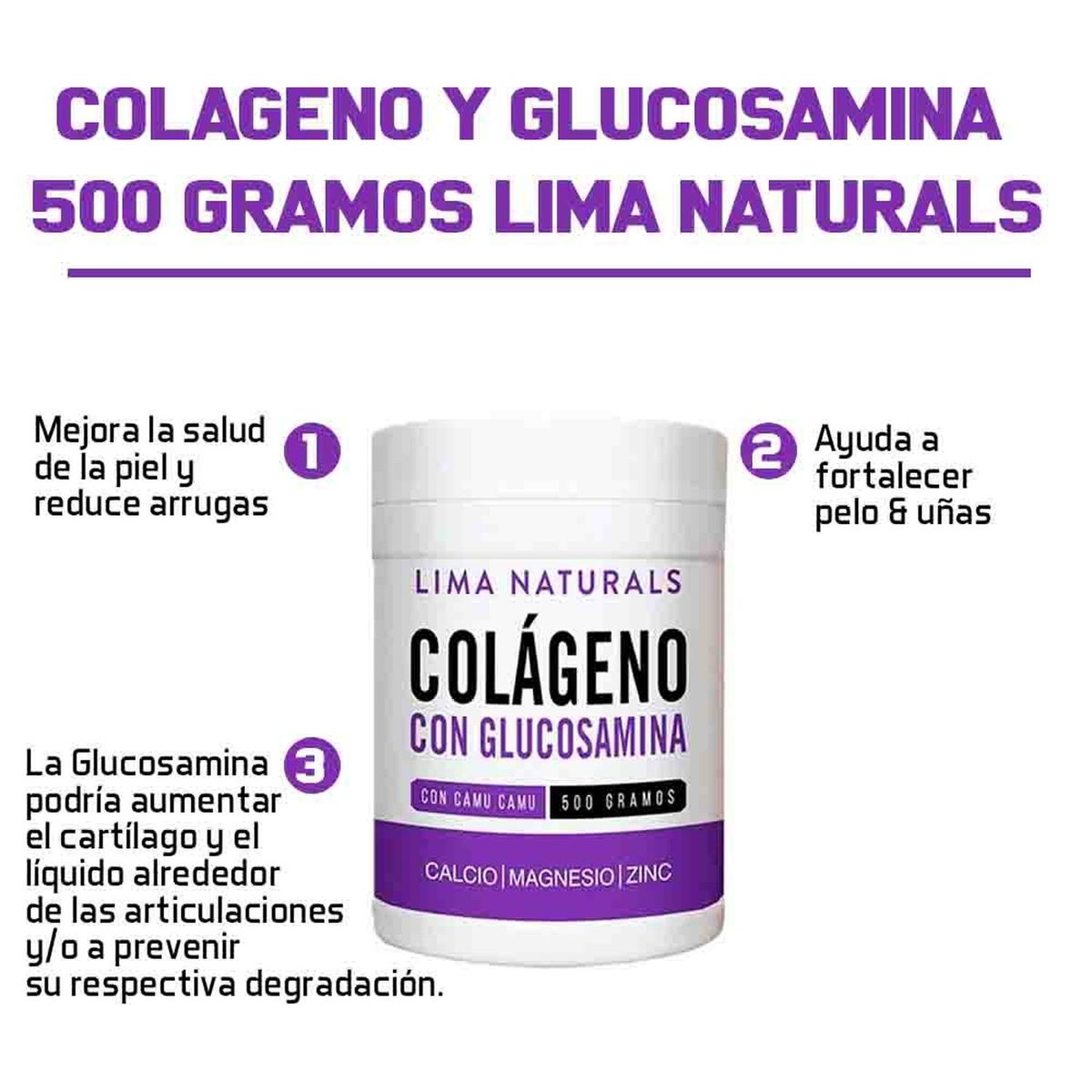 LIMA NATURALS - Colágeno Con Glucosamina 500 Gramos Lima Naturals