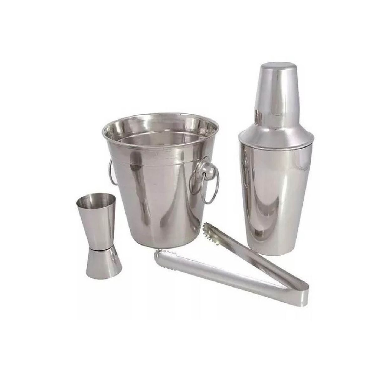 GENERICO - set de bar 4 piezas coctelera / hielera / onzera / pinza