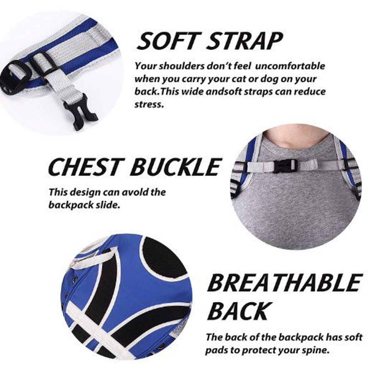 GENERICO - Mochila Para Gato Mascotas Perro Todo Transparente - Azul