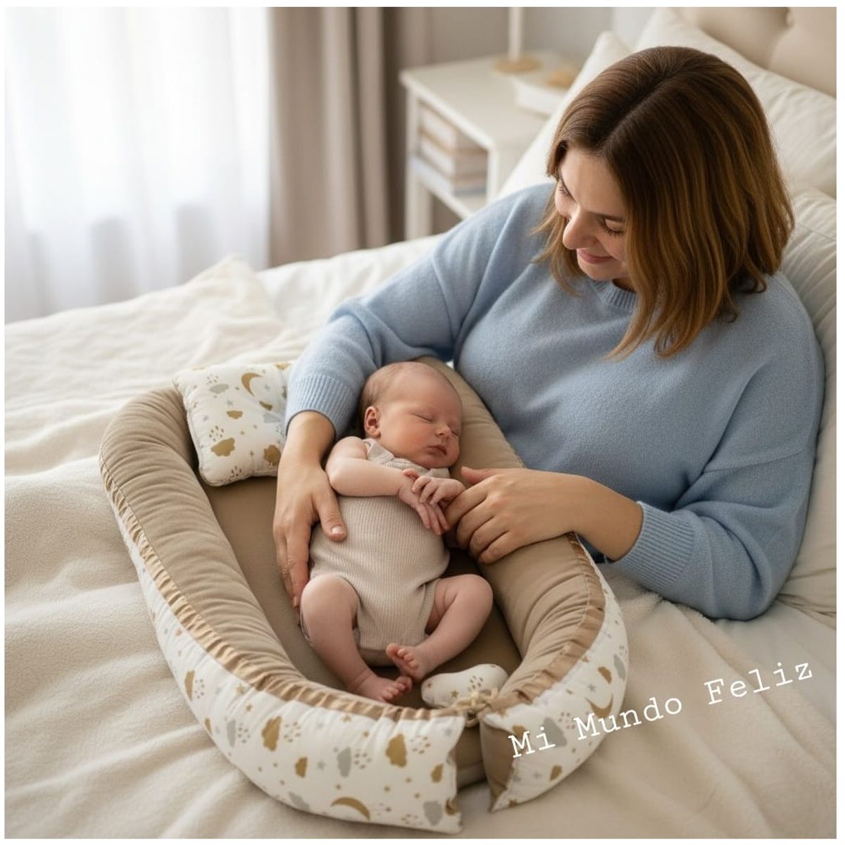 GENERICO - Cuna Colecho Bebe Con Almohada Pima  BEIGE