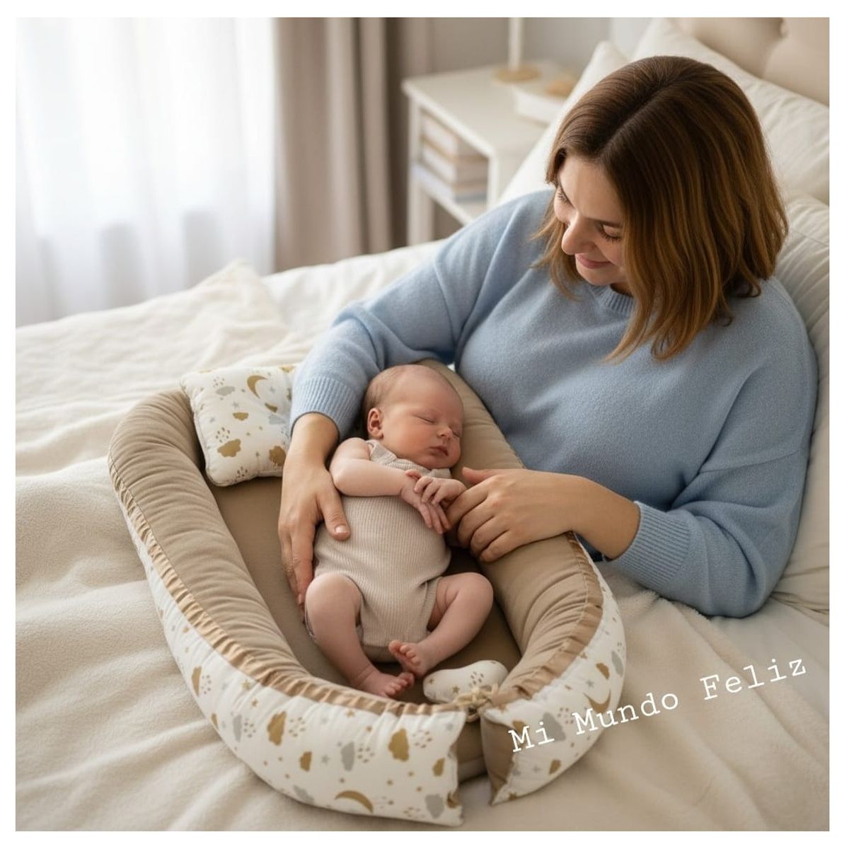 GENERICO - Cuna Colecho Bebe Con Almohada Pima  BEIGE