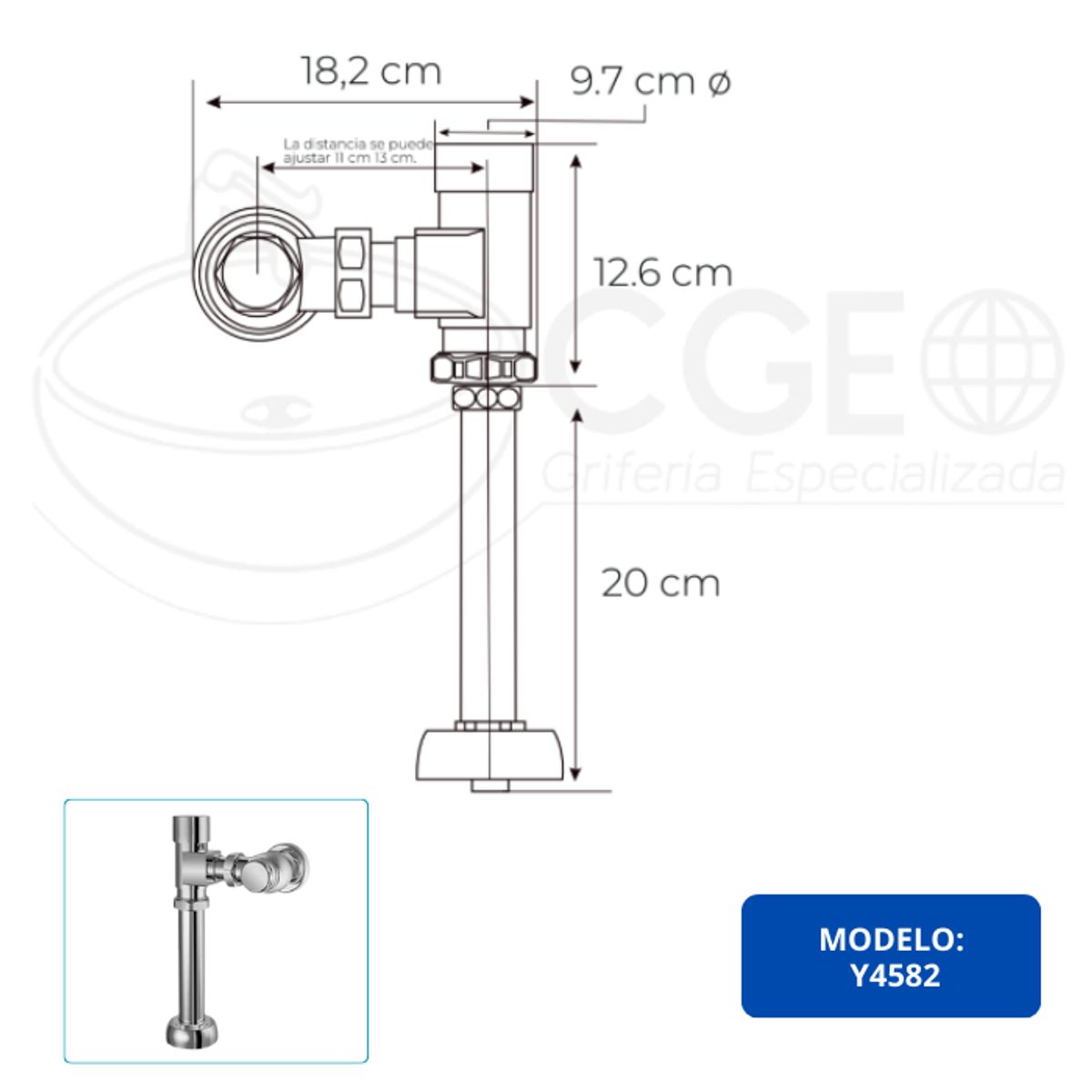 XM - FLUXÓMETRO DE INODORO PARA TAZA SIFÓN Y458202