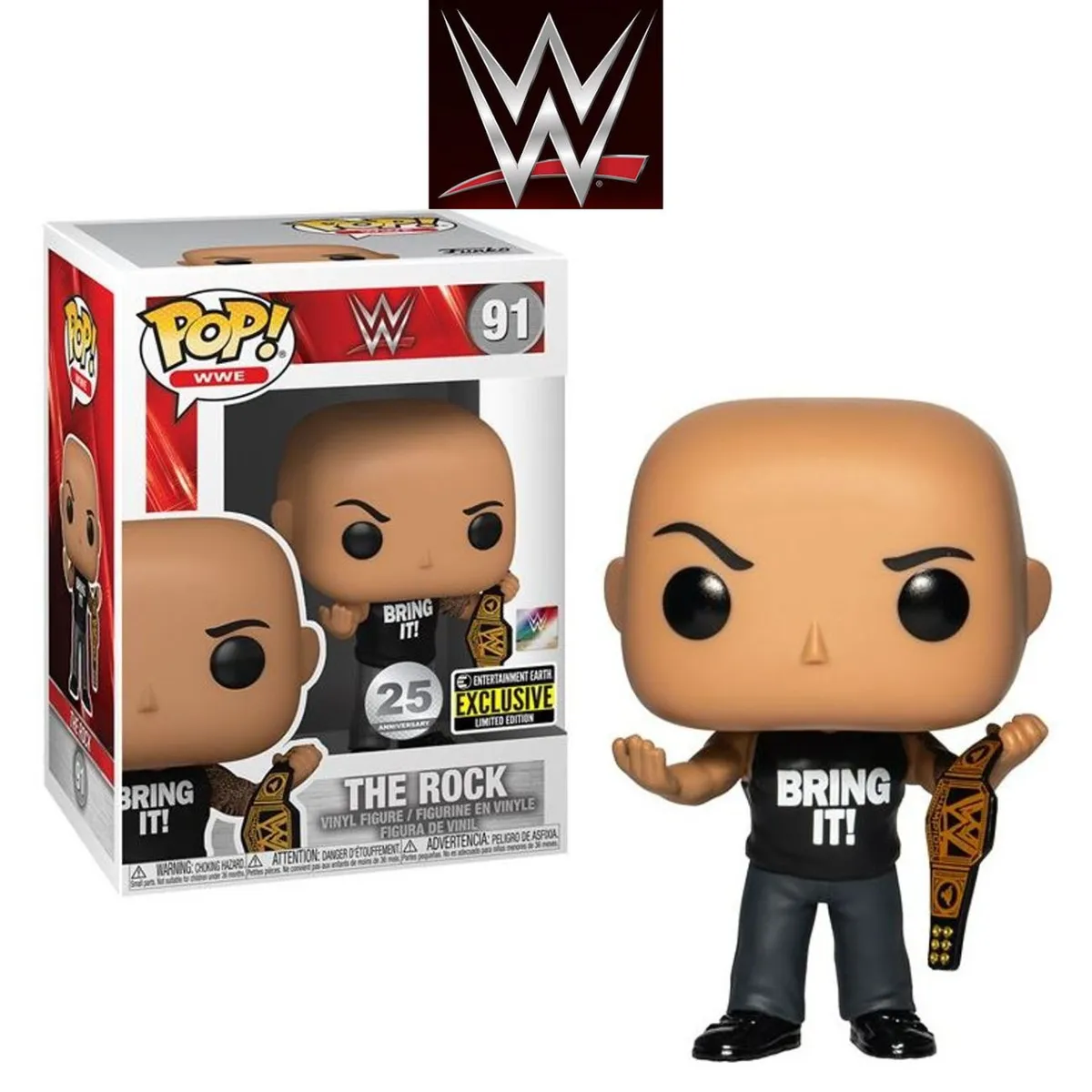 FUNKO - Funko pop WWE Rock with Belt - La Roca Exclusivo EE 91