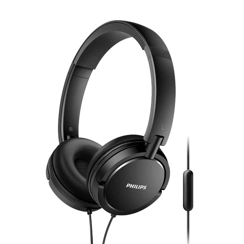 PHILIPS - AUDÍFONO PHILIPS CON MICROFONO SHL5005BK EXTRA BASS PEGABLE NEGRO