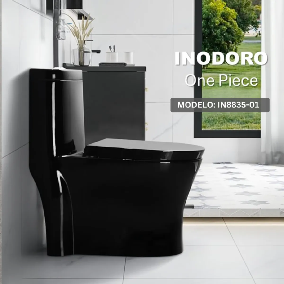 XM - INODORO ONE PIECE NEGRO MINIMALISTA  IN8835-01