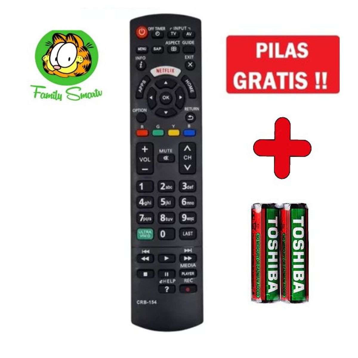 UNIVERSAL - CONTROL REMOTO PANASONIC VIERA PARA TV SMART  Pilas