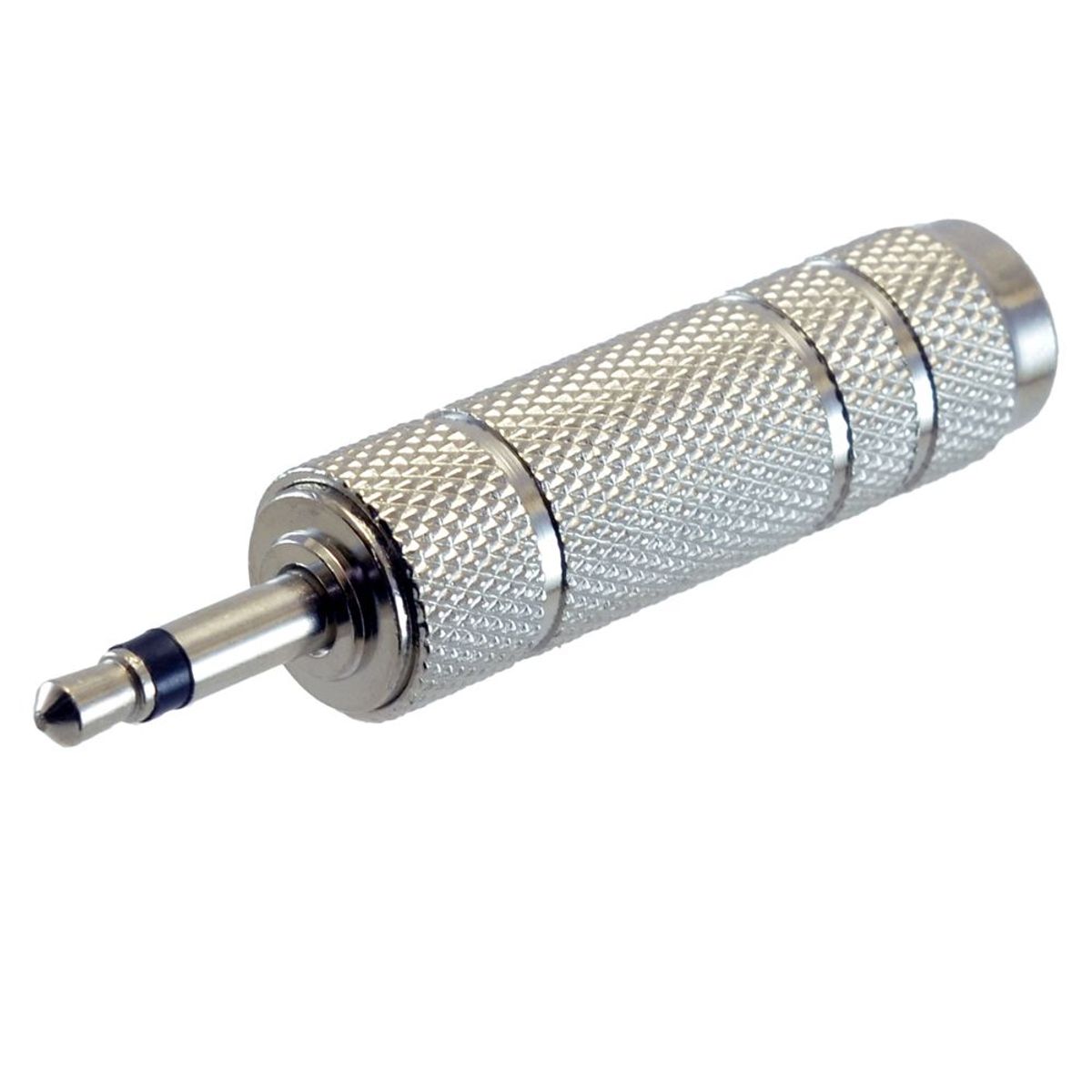 GENERICO - Adaptador jack 63mm a mini plug de 35mm mono plateado