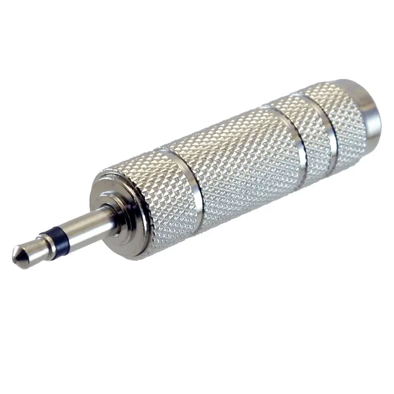 GENERICO - Adaptador jack 63mm a mini plug de 35mm mono plateado