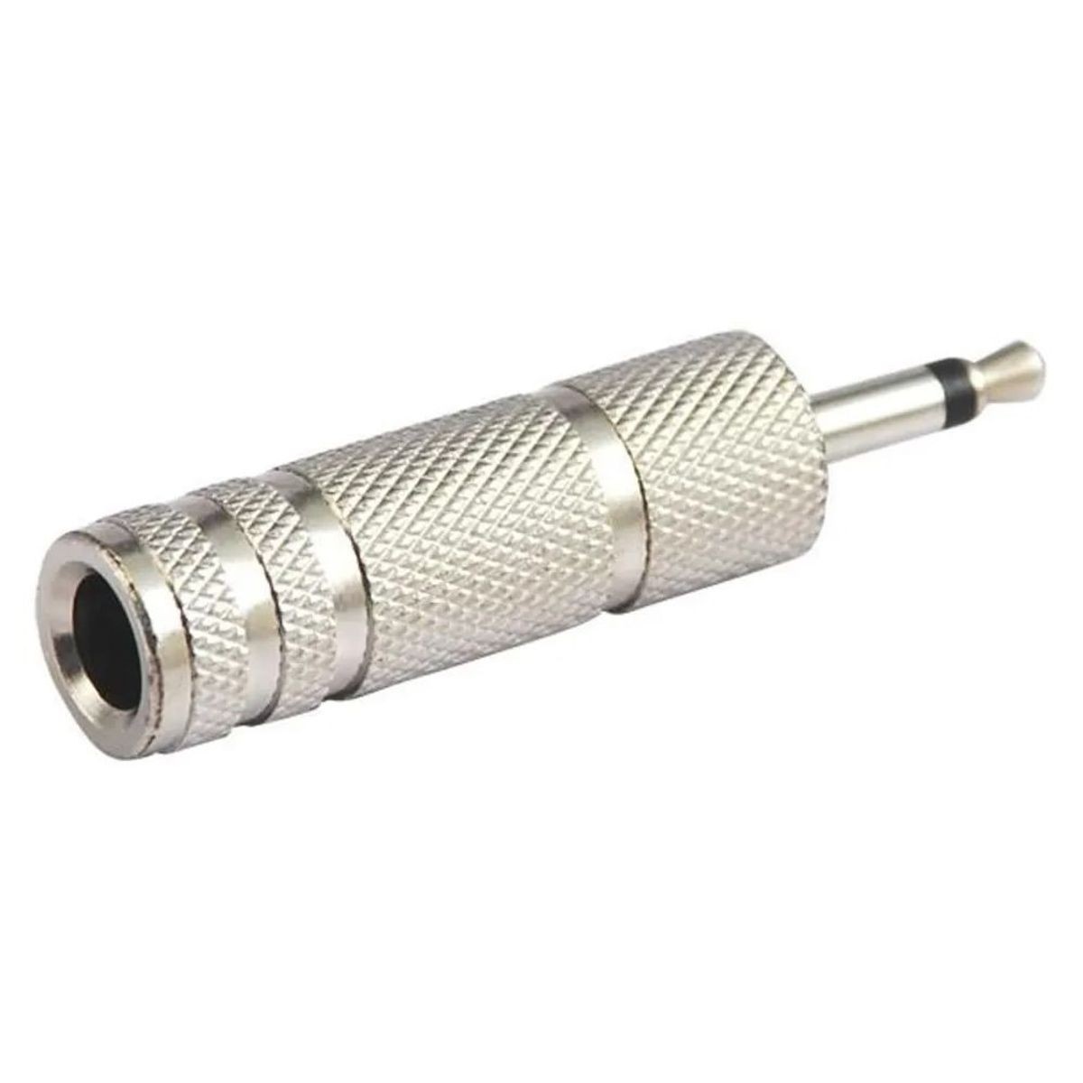 GENERICO - Adaptador jack 63mm a mini plug de 35mm mono plateado