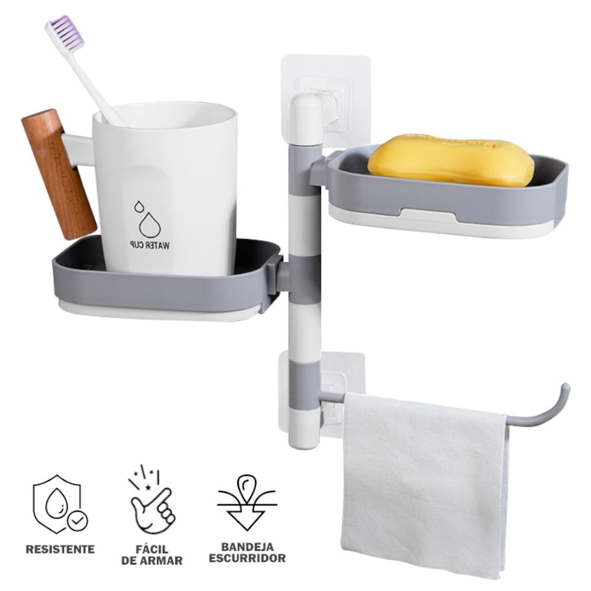 SASHIJA - Jabonera con Porta Toalla Giratorio 180° Organizador de Baño A24 P-B