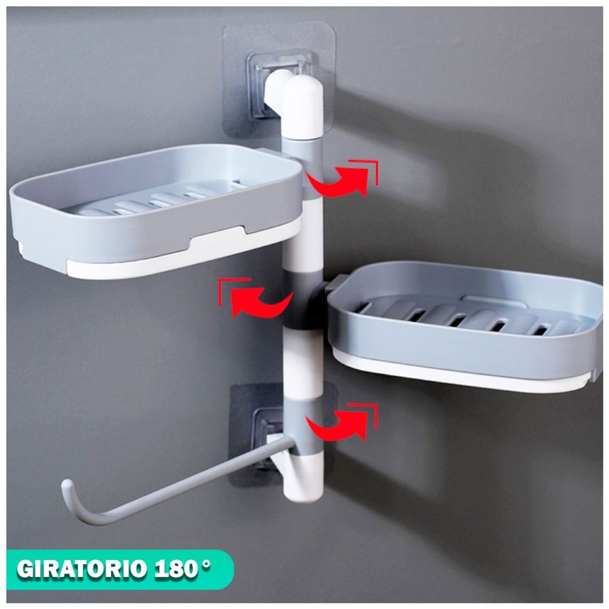 SASHIJA - Jabonera con Porta Toalla Giratorio 180° Organizador de Baño A24 P-B
